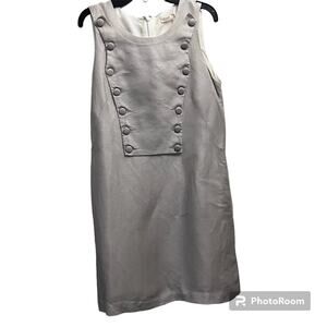 Laila Women’s Dress Zipper Pockets Lined Linen Silk Blend Oatmeal Size 2